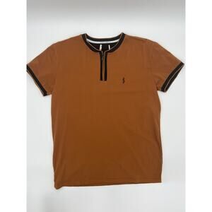 SCOTT JAMES Rust and Black Henley Shirt (Mens)